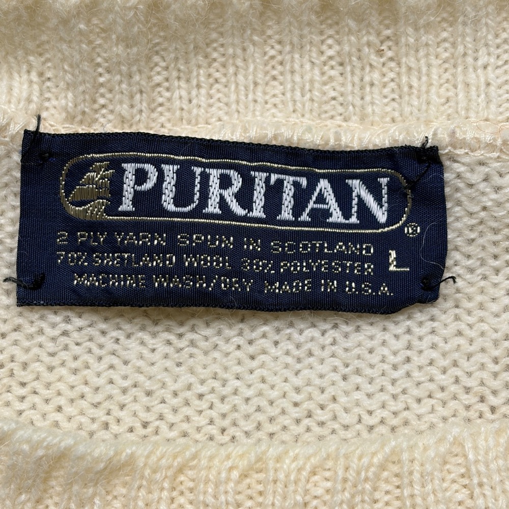 Vtg Puritan Shetland Wool Blend Sweater Size‎ L Striped Crewneck Made in USA - Picture 4 of 8